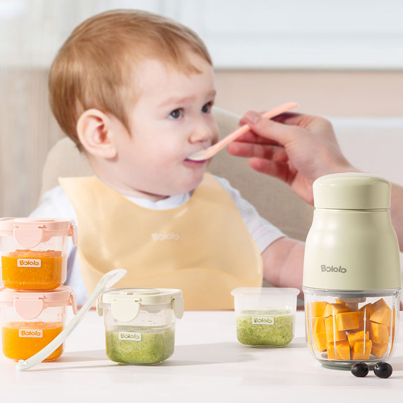 BOLOLO Baby Food Maker Set with Spoons, Bib, Food Containers and Clean Set